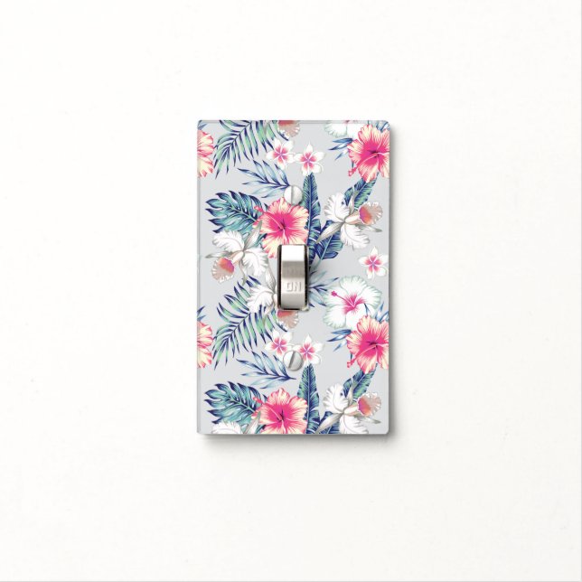 Tropical Orchid Floral Pattern Light Switch Cover (In Situ)