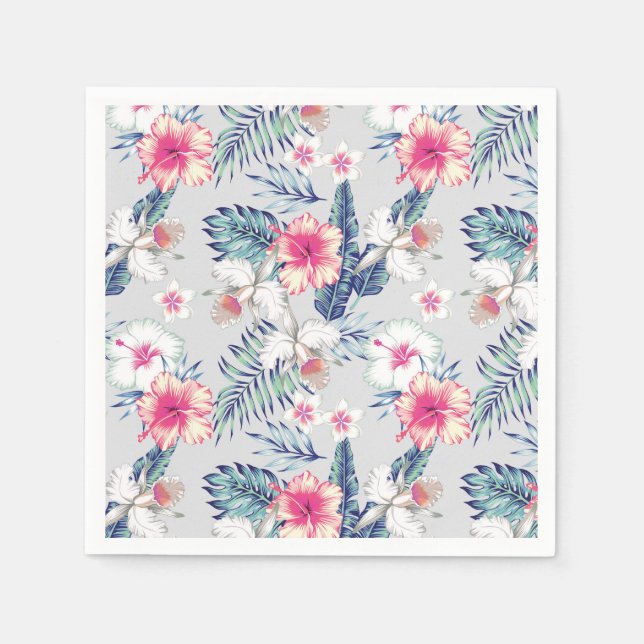 Tropical Orchid Floral Pattern Napkins (Front)