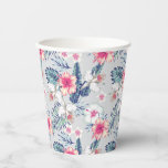 Tropical Orchid Floral Pattern Paper Cups