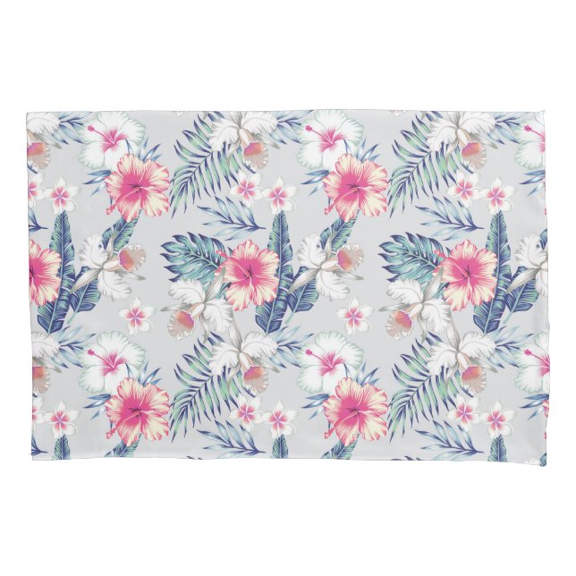 Tropical Orchid Floral Pattern Pillow Case (Front)