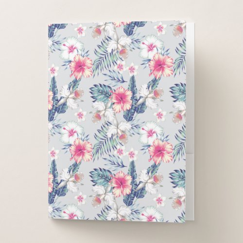 Tropical Orchid Floral Pattern Pocket Folder