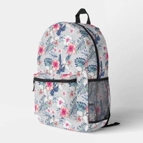 Tropical Orchid Floral Pattern Printed Backpack