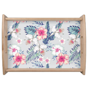 Tropical Orchid Floral Pattern Serving Tray
