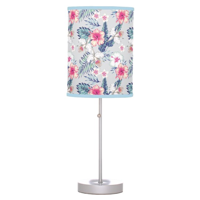 Tropical Orchid Floral Pattern Table Lamp (Front)