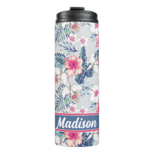 Tropical Orchid Floral Pattern Thermal Tumbler