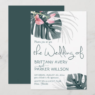 Tropical Orchid Floral Wedding Invitation