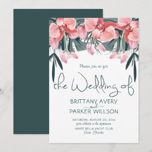 Tropical Orchid Floral Wedding Invitation