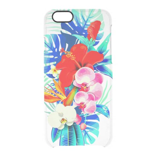 Tropical orchid flower and palm leaf Hawaiian  Clear iPhone 66S Case