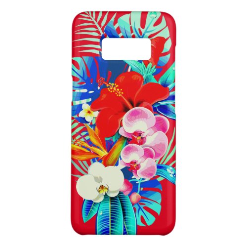 Tropical orchid flower palm leaf Hawaiian red blue Case_Mate Samsung Galaxy S8 Case