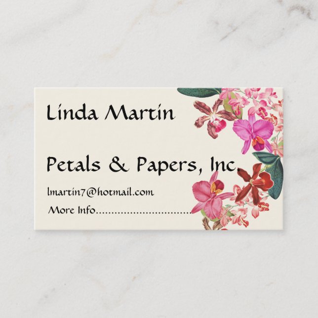 Tropical Orchid Flowers Floral Business Card (Front)