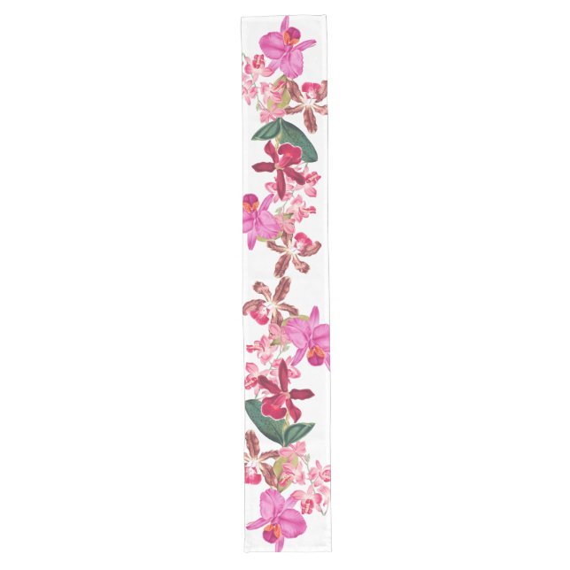 Tropical Orchid Flowers Floral Table Runner (Front)