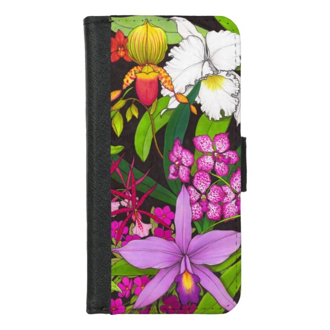 Tropical Orchid Flowers iPhone Wallet Case (Front)