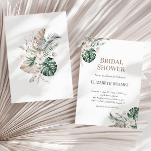 Tropical Orchid Monstera Bridal Shower Invitation