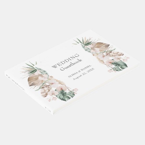 Tropical Orchid Monstera Wedding Guest Book