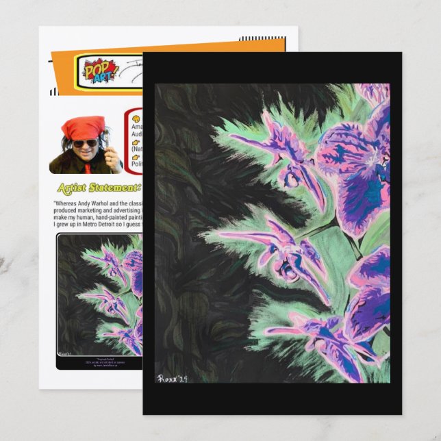 ‘Tropical Orchid’ Painting on a Small-Scale Print  Invitation (Front/Back)