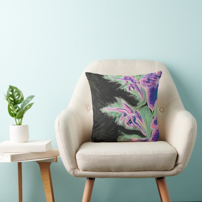 'Tropical Orchid' Painting on a  Throw Pillow (Chair)