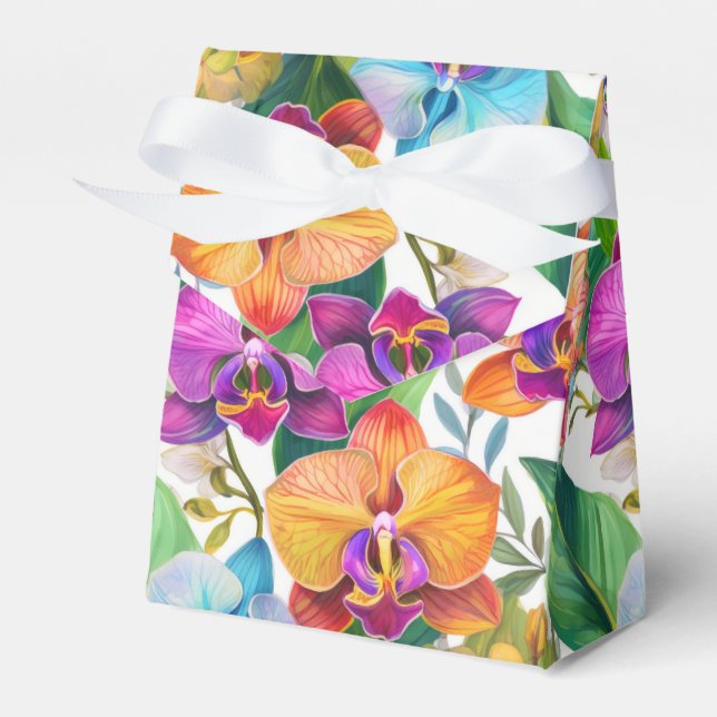 Tropical orchid pattern favor boxes (Front Side)