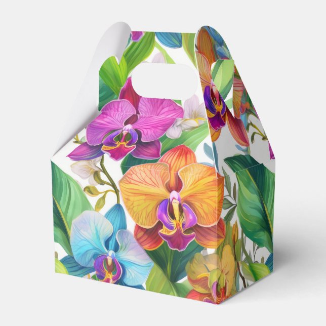 Tropical orchid pattern favor boxes (Front Side)
