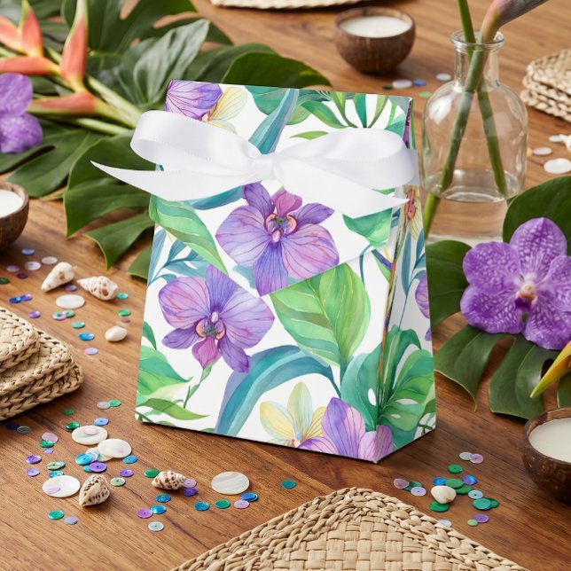 Tropical orchid pattern favor boxes (Creator Uploaded)