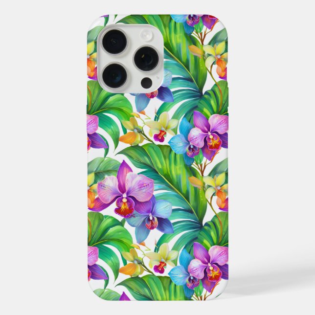 Tropical orchid pattern iphone case (Back)