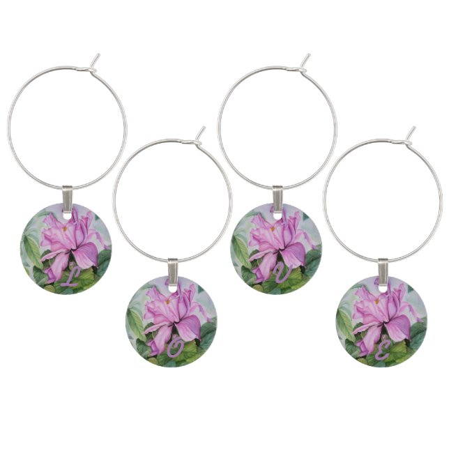 TROPICAL ORCHID WEDDING GIFT WINE CHARM (Staggered)