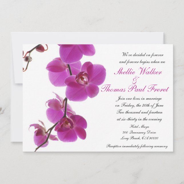 Tropical Orchid Wedding Invitations (Front)