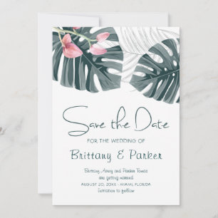 Tropical Orchid Wedding Photo Save The Date
