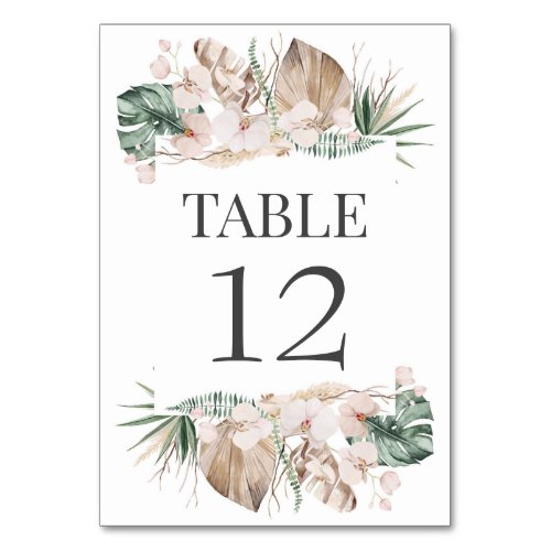 Tropical Orchid Wedding Table Number Card