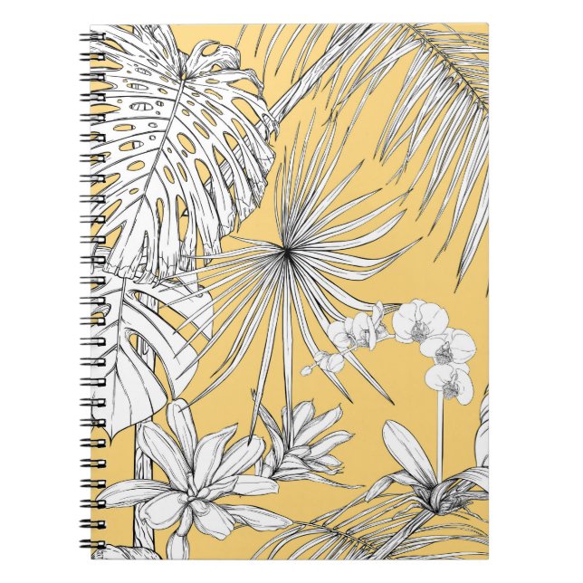 Tropical Orchids: Engraving Vintage Pattern Notebook (Front)