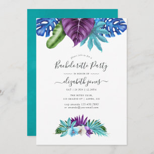 Tropical Orchids Geometric Bachelorette Party Invitation