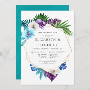 Tropical Orchids Geometric Rehearsal Dinner Invitation