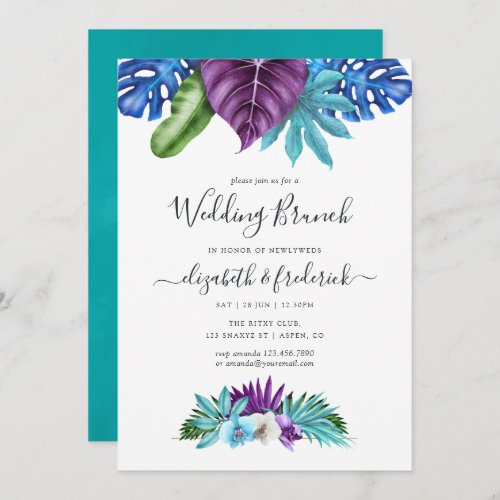 Tropical Orchids Geometric Wedding Brunch Invitation