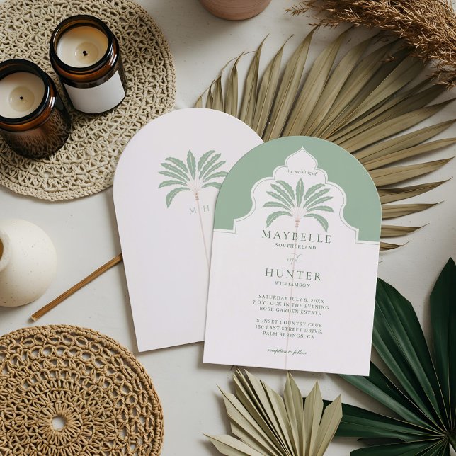 Tropical Ornate Decorative Boho Palm Tree Monogram Invitation (Tropical Ornate Decorative Boho Palm Tree Monogram Invitation)
