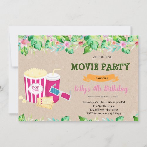 Tropical outdoor movie party Invitation