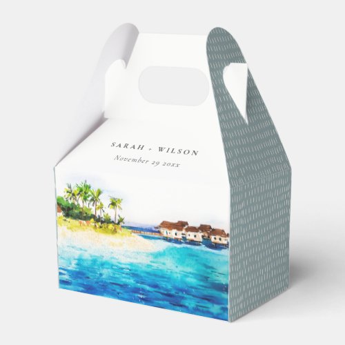 Tropical Overwater Villa Seascape Beach Wedding Favor Boxes