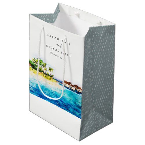 Tropical Overwater Villa Seascape Beach Wedding Medium Gift Bag