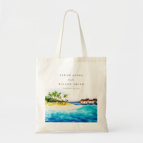 Tropical Overwater Villa Seascape Beach Wedding Tote Bag