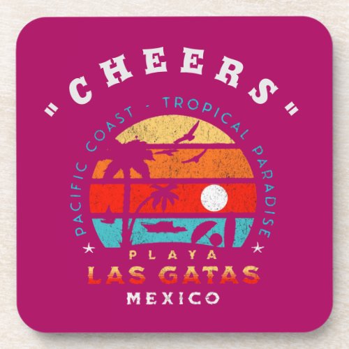 Tropical Pacific Paradise  Las Gatas Beach Mexico Beverage Coaster