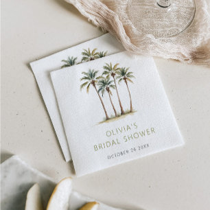 Tropical Palm And Beach Bridal Shower Napkins