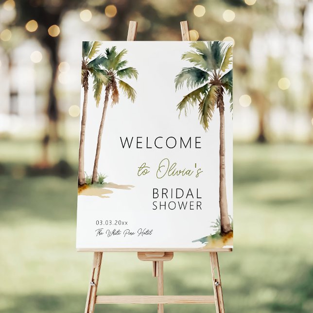 Tropical Palm And Beach Bridal Shower Welcome Foam Board (Creator Uploaded)
