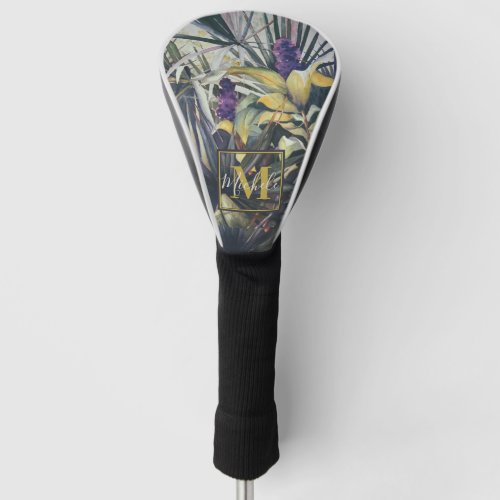 Tropical Palm and Hyacinth Painting Monogram Golf Head Cover