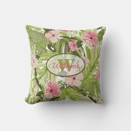 Tropical Palm and Plants Outdoor Pillow