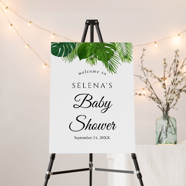 Tropical Palm Baby Shower Welcome Sign (In Situ (Stand))