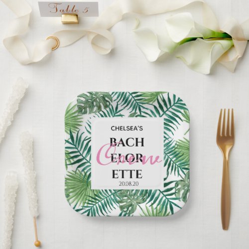 Tropical Palm Bachelorette Weekend Summer Party  Paper Plates
