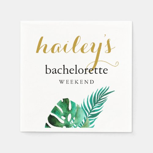 Tropical Palm Bachelorette Weekend with Name Napkins