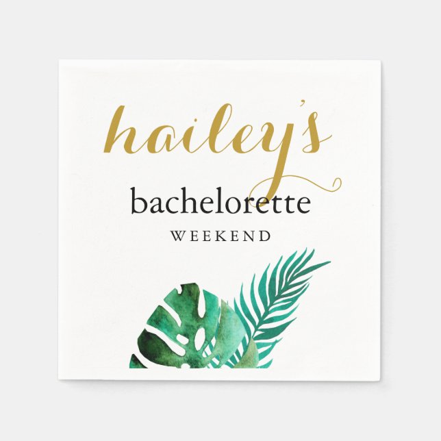 Tropical Palm Bachelorette Weekend with Name Napkins (Front)