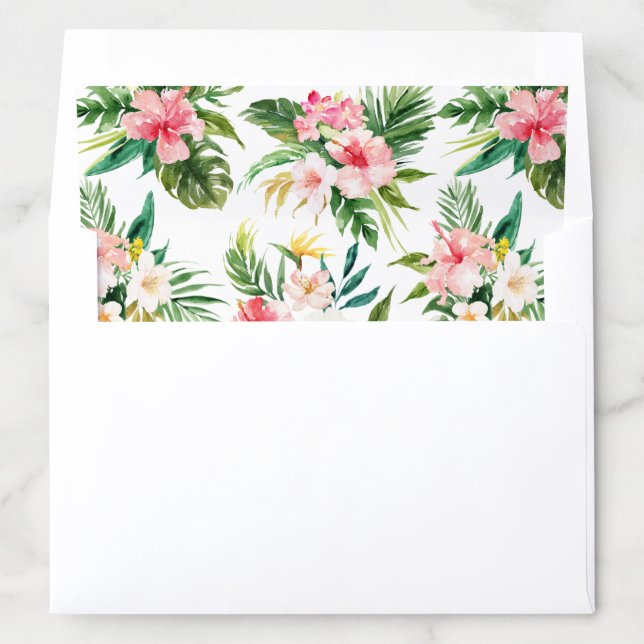 Tropical Palm Banana Leaf Blush Floral Envelope Liner (In Envelope)