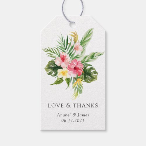 Tropical Palm Banana Leaf Blush Floral Wedding Gift Tags