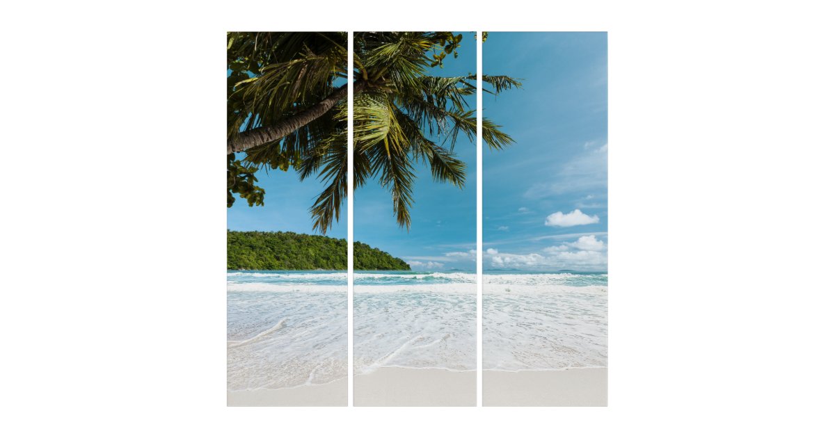 Tropical Palm Beach Acrylic Triptych | Zazzle