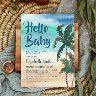 Tropical Palm Beach Baby Shower  Invitation